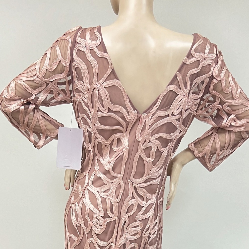 JS collections modern soutache 3/4 sleeves V-Back long dress - Picture 12 of 14